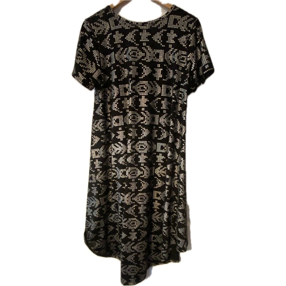 LuLaRoe Elegant Carly dress black and silver hi-lo size Medium